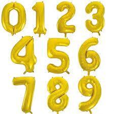 No.1 ) Gold 34" Number Balloon (Pack x10) I821