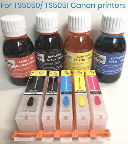 Ix6850 100ml Edible Ink & Refill Kit Pack of 5  & 5 each Set I498