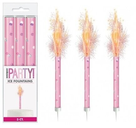 Pink Ice Fountain Candle Box  (Box Of 3x24)
