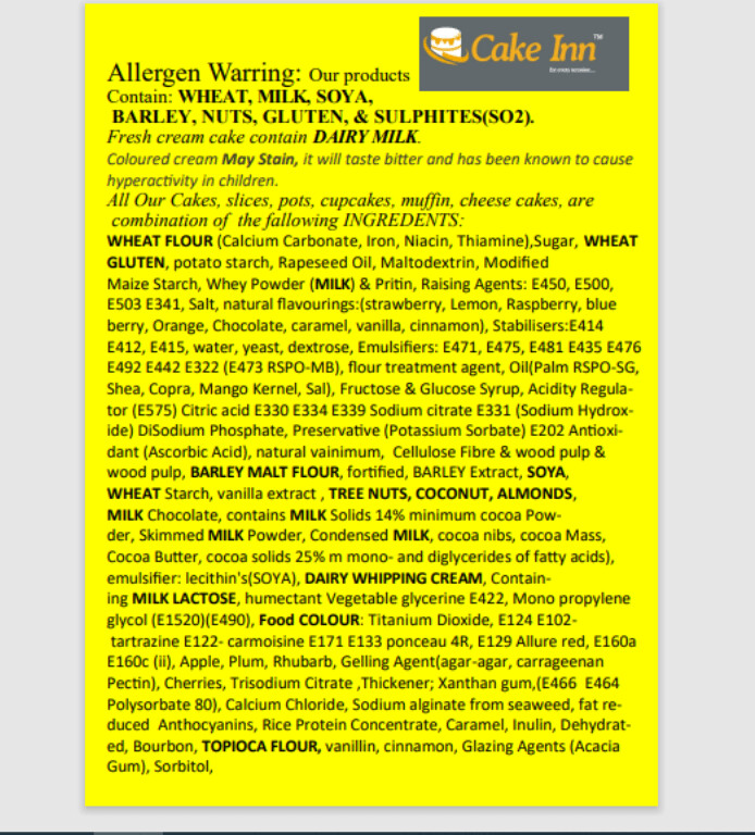 1000 ) Ingredients  Leaflets  (Pack Of 1K) E86