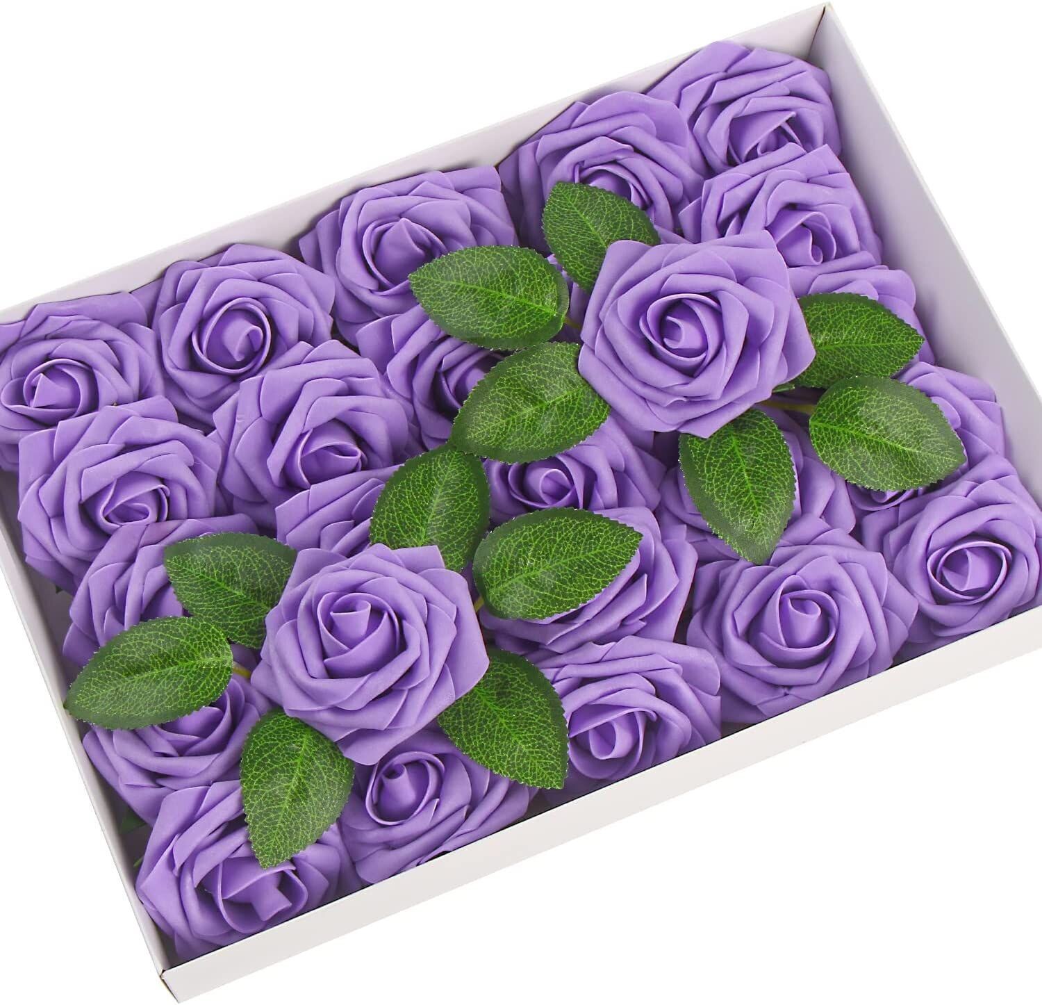 Purple Wedding Flowers With Extra Leaf's box of 50s   I592