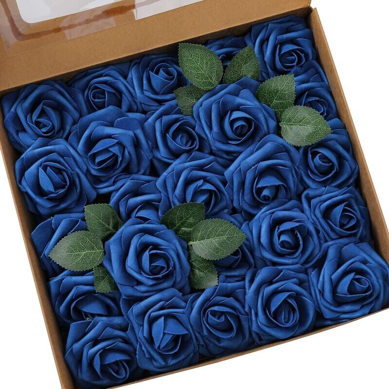 Blue Wedding Flowers With Extra Leaf's box of 50s   I595