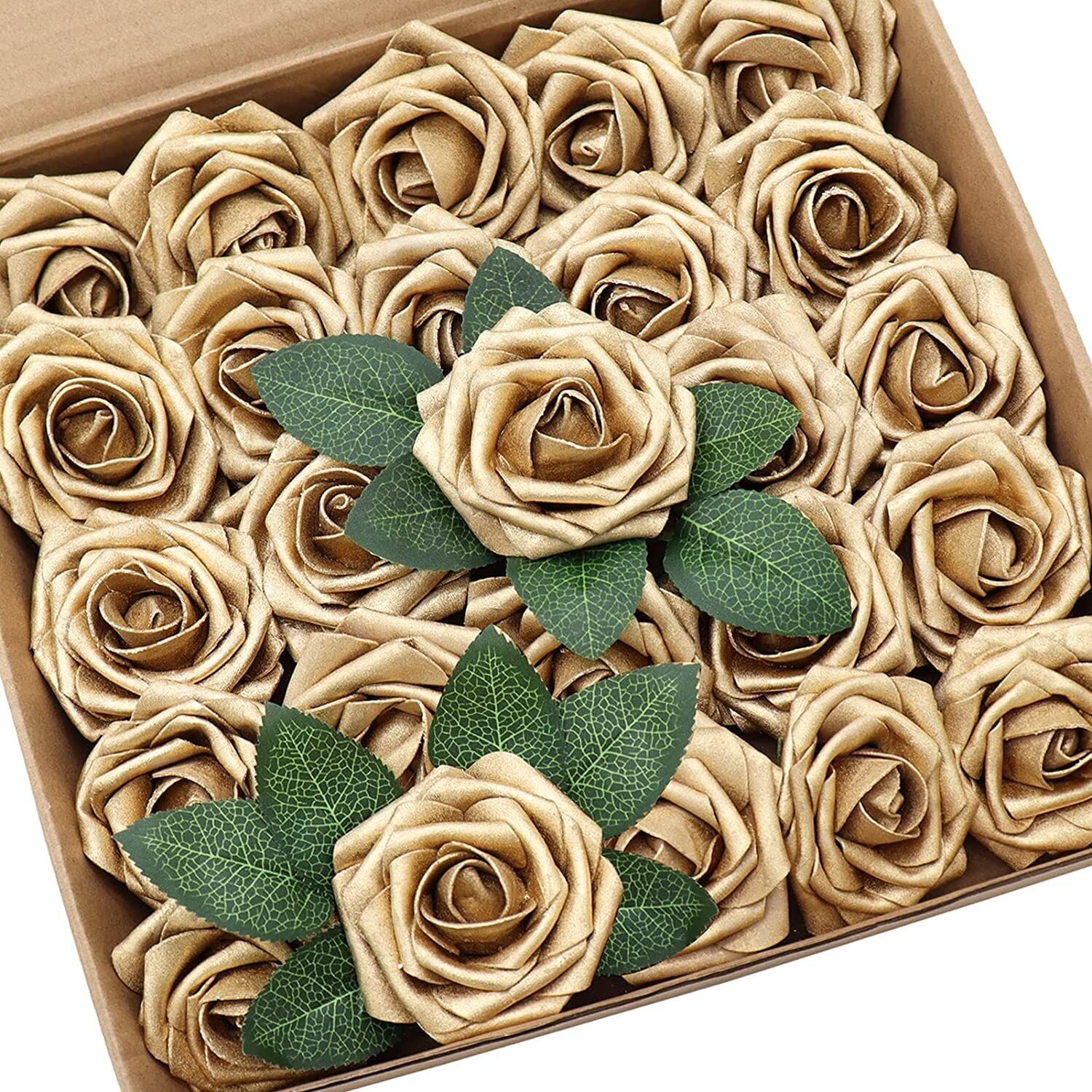 Gold Wedding Flowers With Extra Leaf's box of 50s   I593