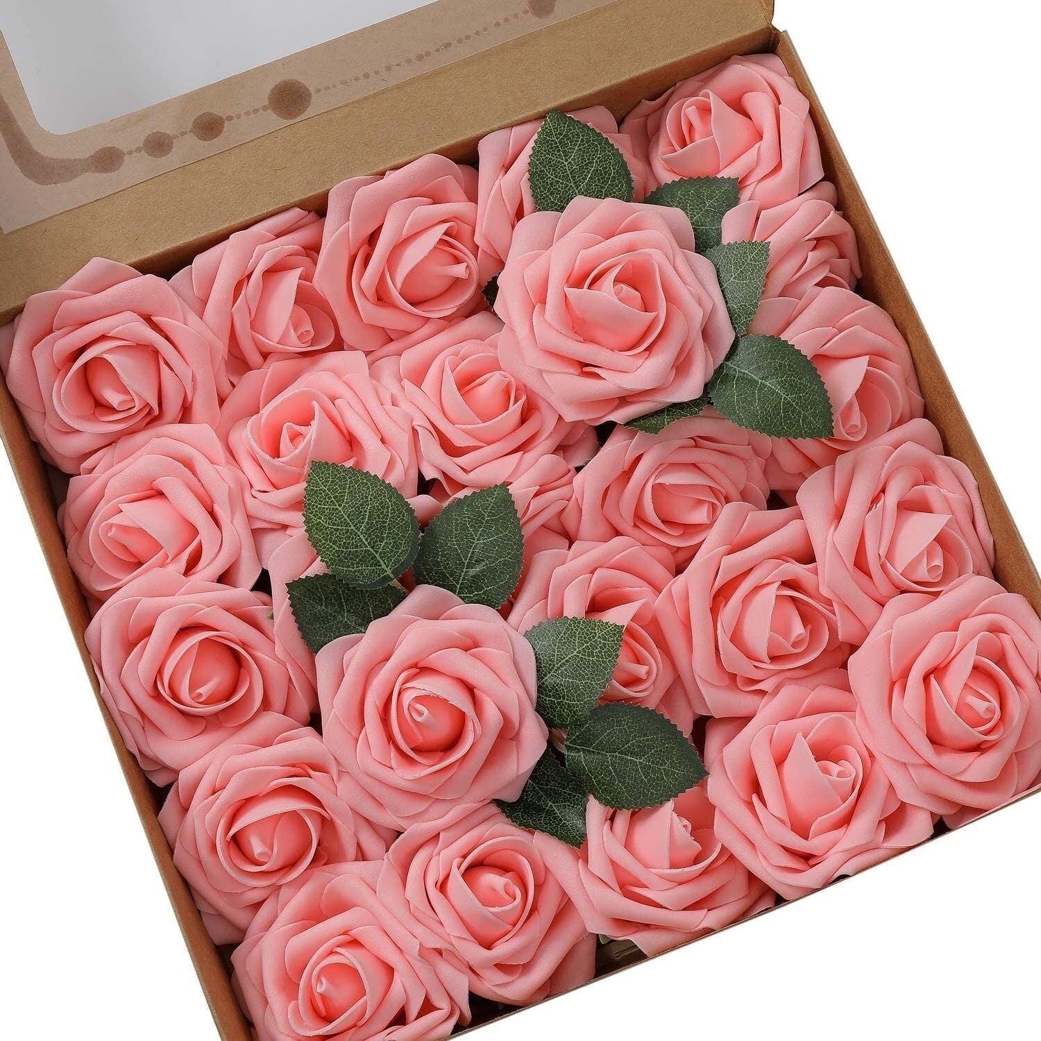 Pink Wedding Flowers With Extra Leaf's box of 50s   I594