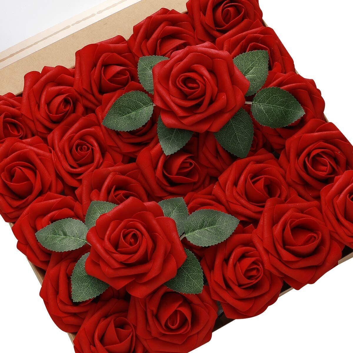 Red Wedding Flowers With Extra Leaf's box of 50s   I596