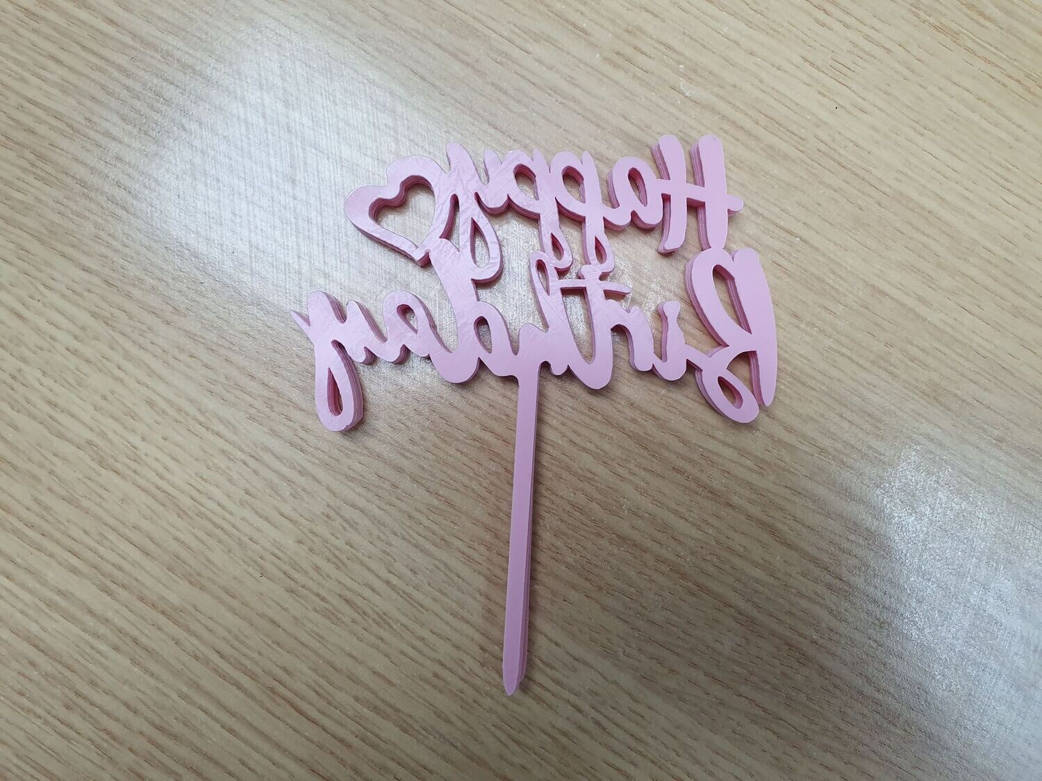 Pink  Happy Birthday Cake topper  x 10  I582