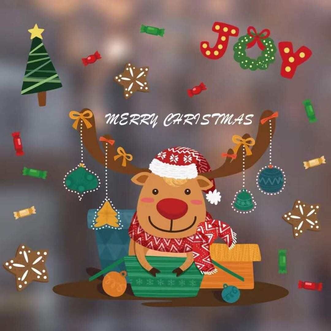reindeer Christmas window stickers x 1