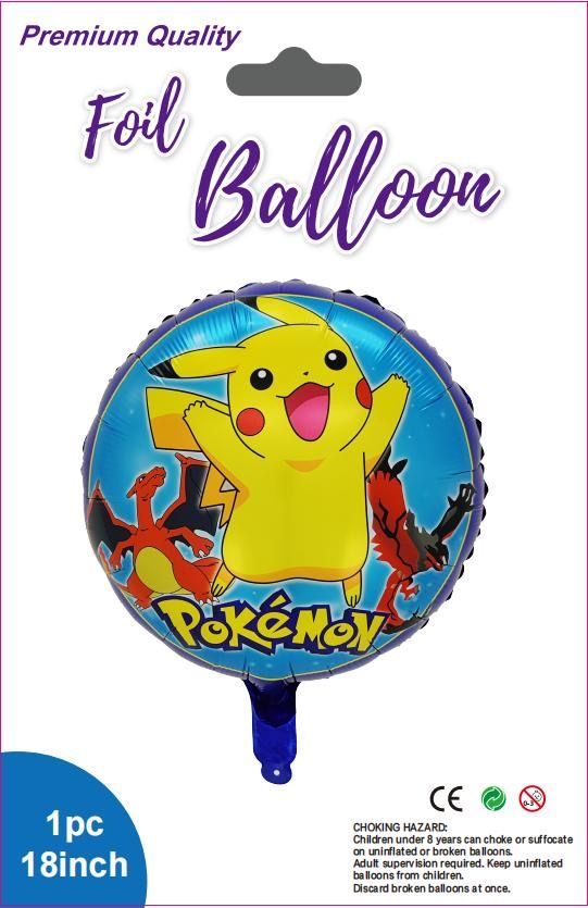 PKMN Blue & Yellow  Happy Birthday Balloon 18" pack of 10