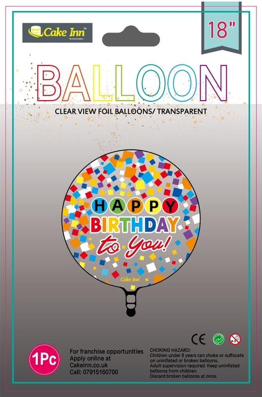 Clear Confetti Happy Birthday Balloon 18" pack of 10