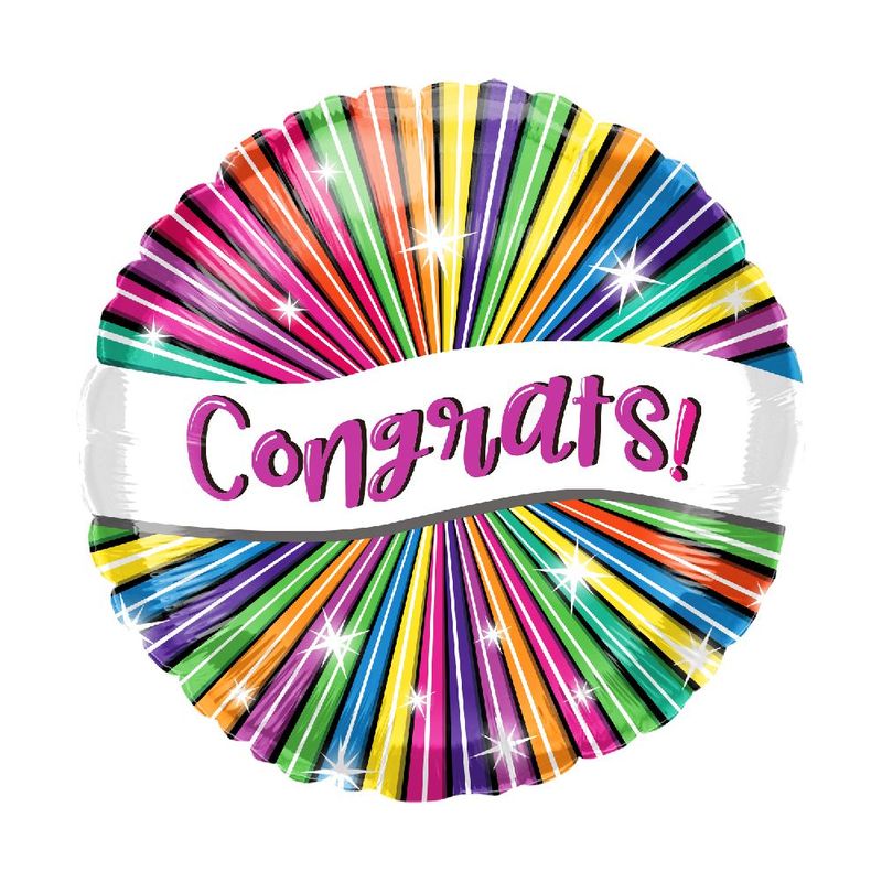 18" Congrats Rainbow   Balloon  (Pack x10)