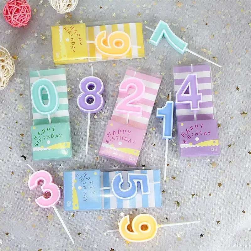 No.6 ) Blue Happy birthday Number Candle (Pack of 50 )