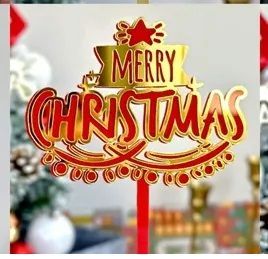 Merry Christmas Cake Topper Pack of 10