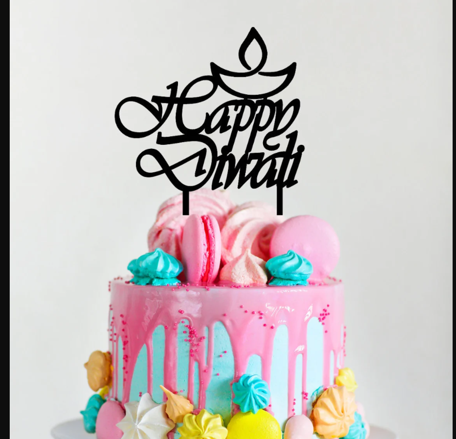 Happy Diwali Cake Topper Pack of 10