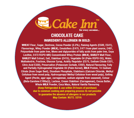 1 x  Chocolate  Allergen Warring Label Roll  One Roll (2000 Label Per Roll) I89048