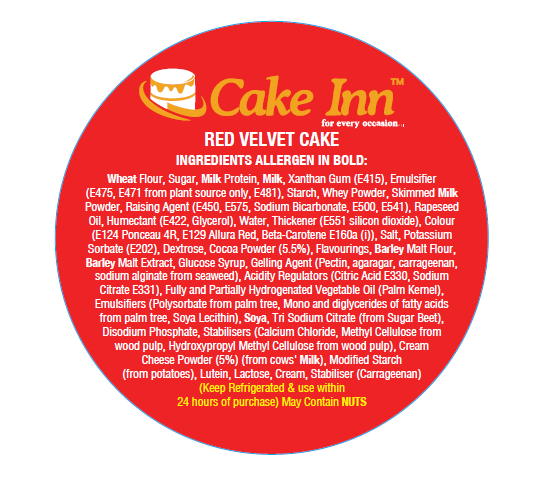 1 x  Red-Velvet  Allergen Warning Label Roll  One Roll (2000 Label Per Roll) I89