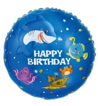 18" Shark Blue foil Balloon  (Pack 10)