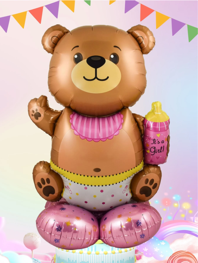 Its a Girl bear shape large balloon  (Pack 10) I895
