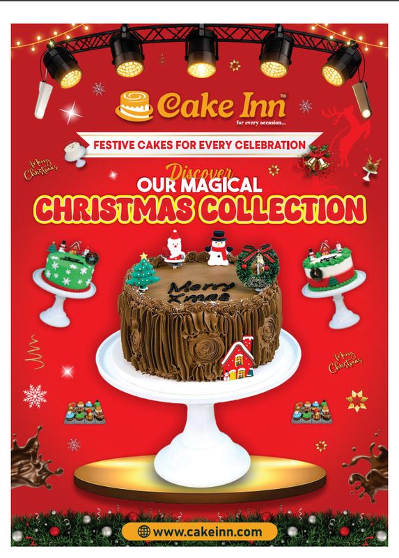 Christmas Cake  window Poster x 1 New