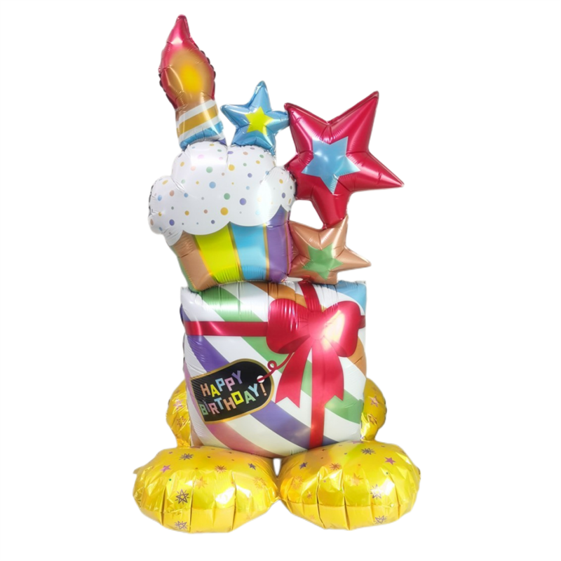 42" Large Happy Birthday With Base Standing Balloon (Pack 10) I895