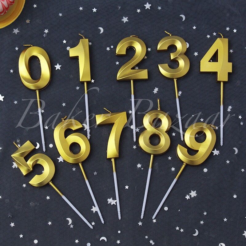 No. 8 ) Gold Number Candle (Pack of 50 ) I694