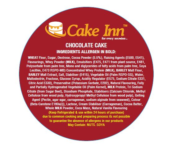 1 x  Chocolate  Allergen Warring Label Roll  One Roll (2000 Label Per Roll) I89048