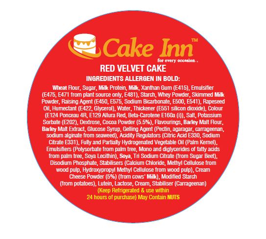 1 x  Red-Velvet  Allergen Warning Label Roll  One Roll (2000 Label Per Roll) I89