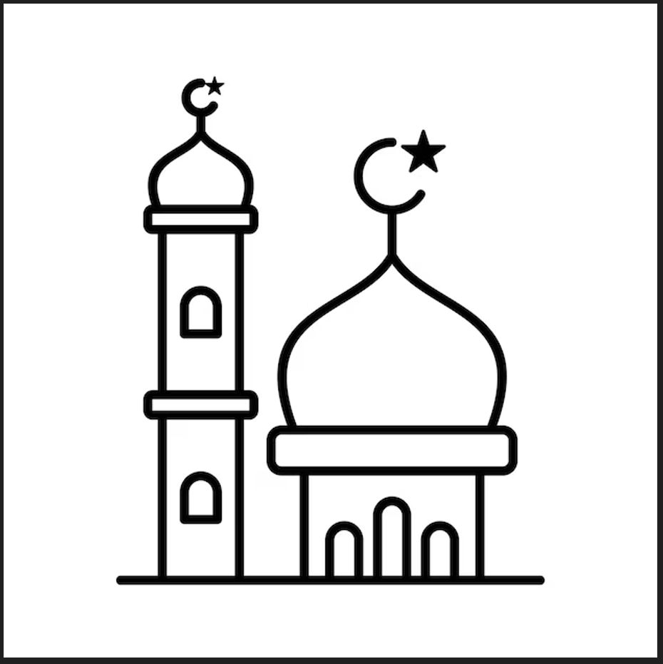 Mosque shape template for eid cakes F1042