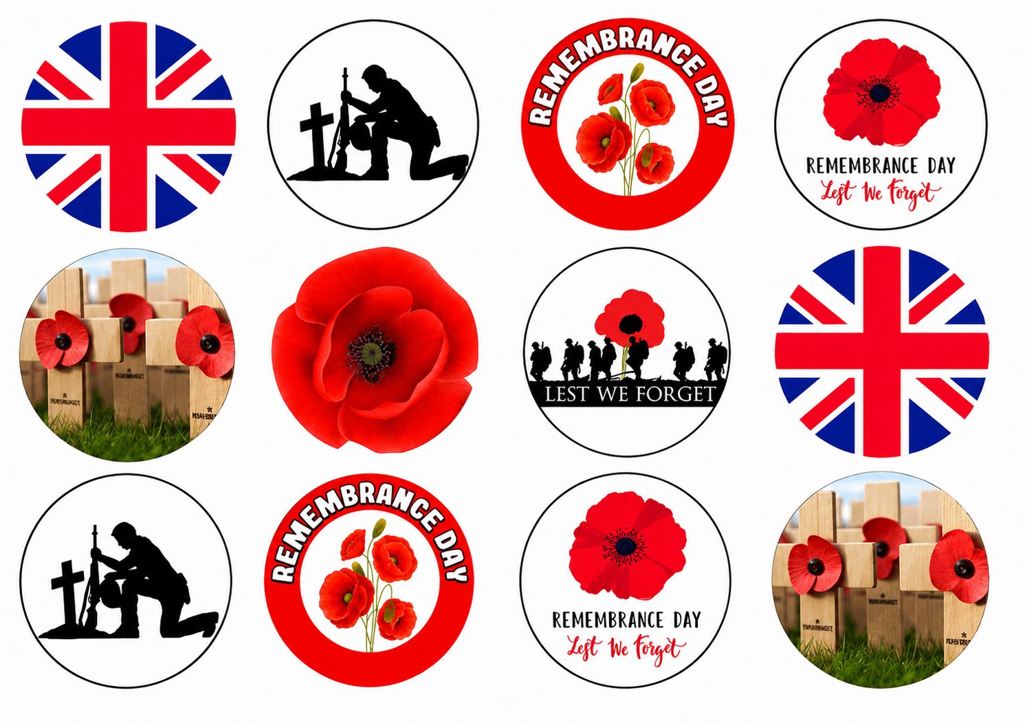 Remembrance  day Cupcake toppers