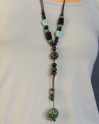 Long Handmade Ceramic Necklace "Green"