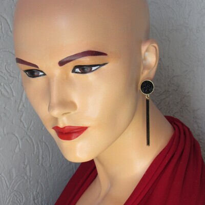 Long Earrings "Black chain"