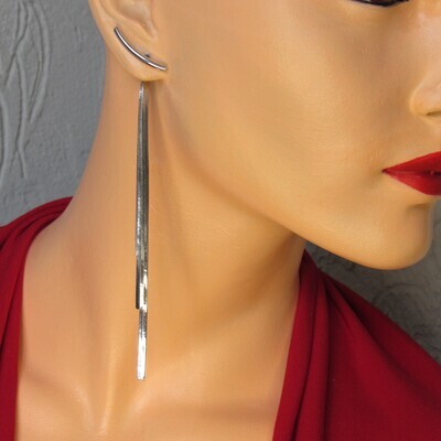 Long Earrings "Bright lines -Silver"