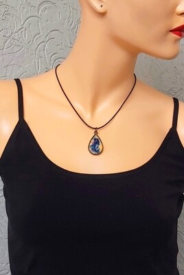 Artistic handmade necklace "Glowing Blue Veil"