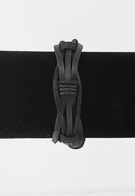 Leather Handmade Men's Bracelet "Black -3"