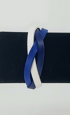Leather Handmade Men's Bracelet "Βlue- White"
