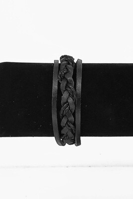 Leather Handmade Men's Bracelet "Βlack -5"