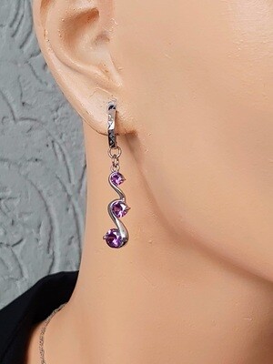 Silver Earrings "Double Wave - Purple" (S925)