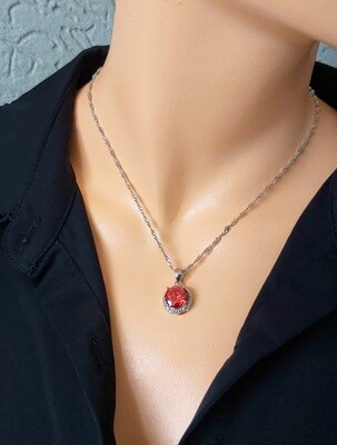 Silver Pendant "Red Circle" (S925)