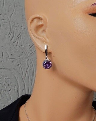 Silver Earrings "Purple Circle" (S925)