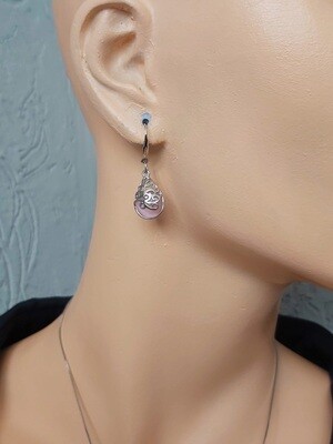 Silver Earrings "Drop 2 - Pink" (S925)