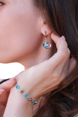 Silver Earrings "Light blue Hearts" (S925)