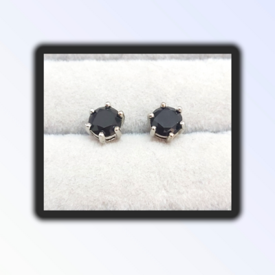 Silver Earrings "Black Zircons" (S925)
