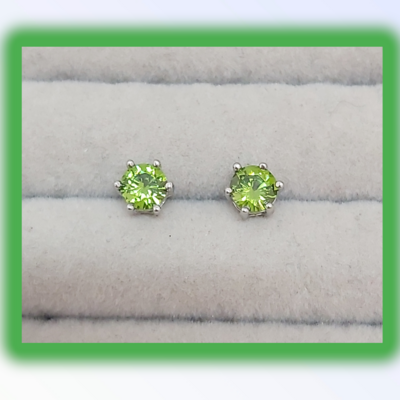 Silver Earrings "Green-Laim Zircons" (S925)