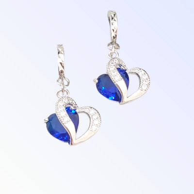 Silver Earrings "Blue Hearts" (S925)