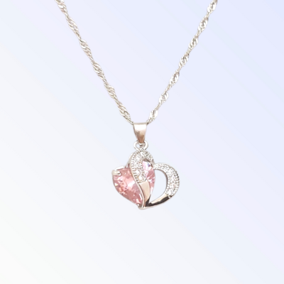 Silver Pendant "Pink Hearts" (S925)