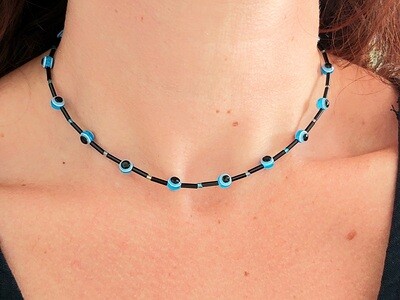 Handmade Necklace "Lucky eyes - Light Blue"