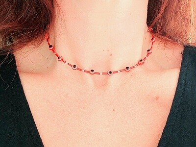 Handmade Necklace "Lucky eyes - Red"
