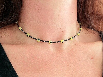 Handmade Necklace "Lucky eyes - Yellow"