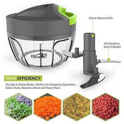 Home Puff Plastic 400 ml 3-Blade Vegetable Chopper and Cutter with Storage Lid