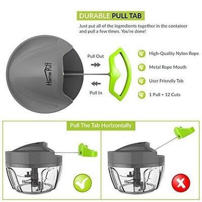Home Puff Plastic 400 ml 3-Blade Vegetable Chopper and Cutter with Storage Lid