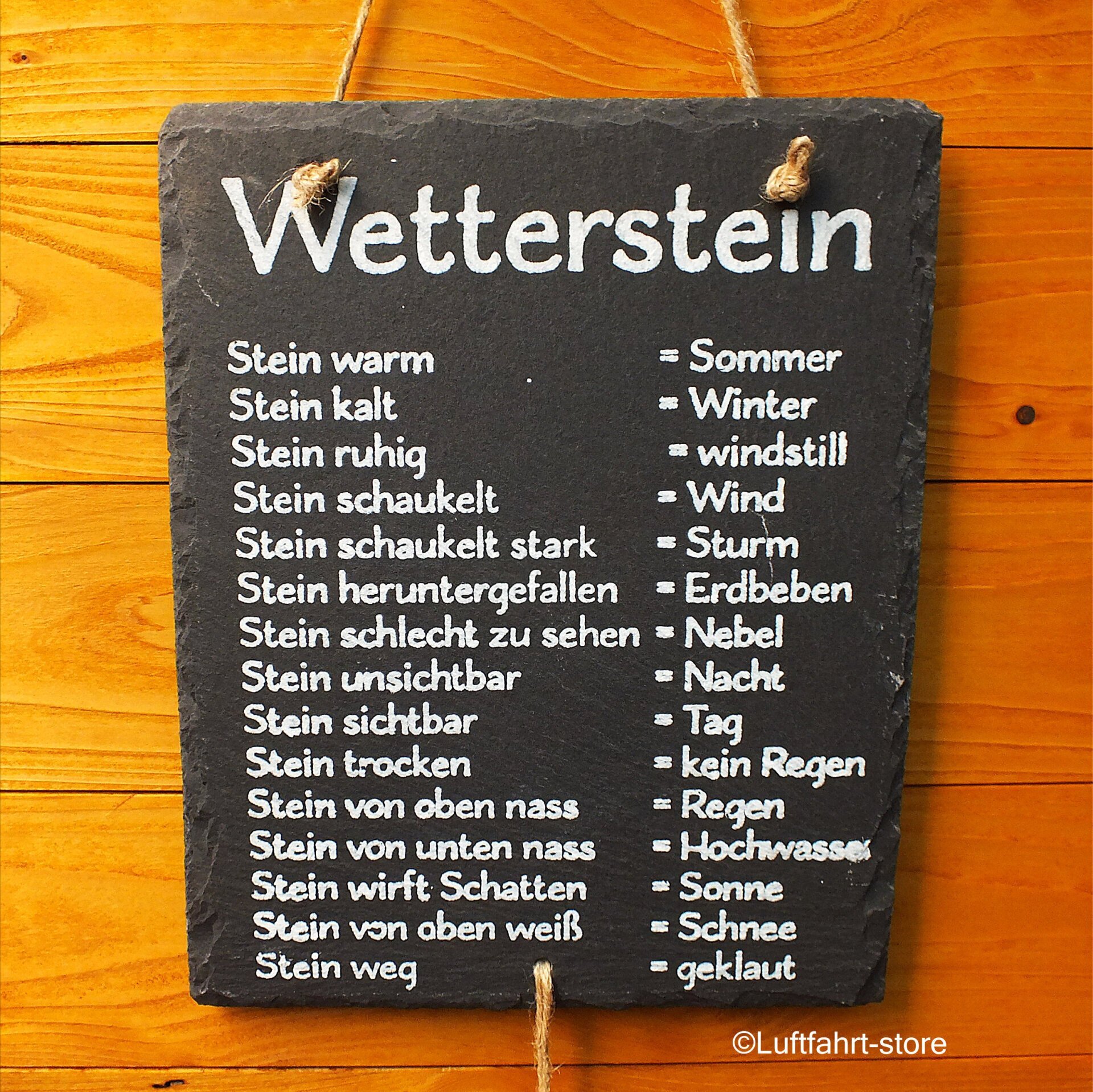 Wetterstation/ Wetterstein, Natur-Schiefertafel, 200 x 250 mm